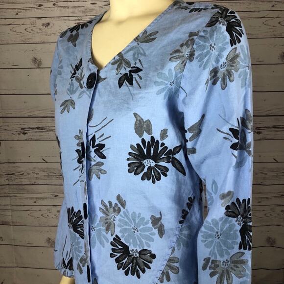 Habitat, clothes to live in blue floral linen button down blouse size xs - Picture 6 of 12